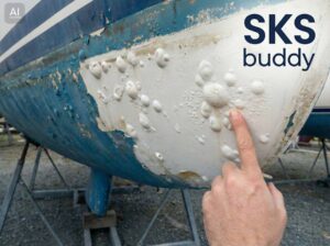 Osmos am Unterwasserschiff am Boot